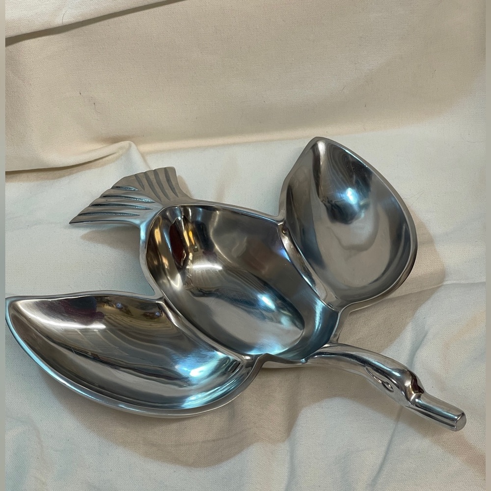 Gorgeous Silver Swan Shaped Serving Dish